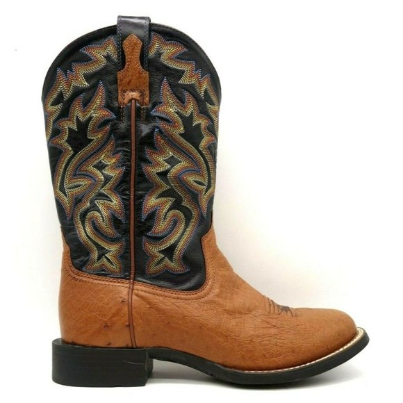 Ariat Cobalt Brown Smooth Ostrich Leather Cowboy Western Boots